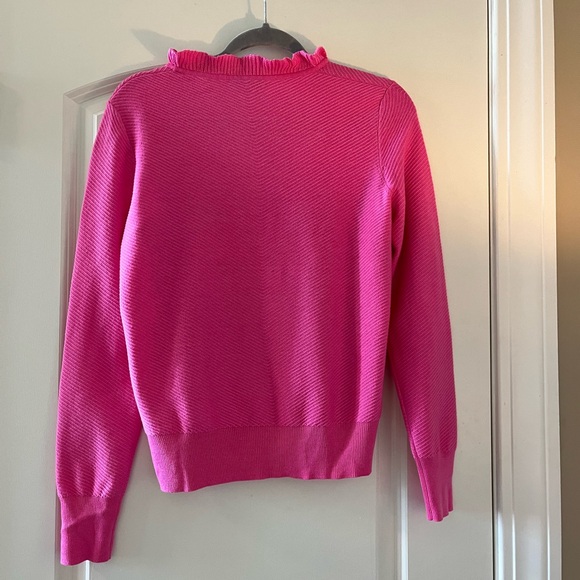 J Crew | NWT | Ruffle Neck Pink Sweater - Picture 2 of 4